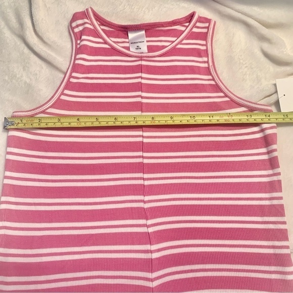NWT Tank Top XL (14/16 Girls) Nordstrom Pink White Stripes Ribbed Tank - Picture 10 of 13